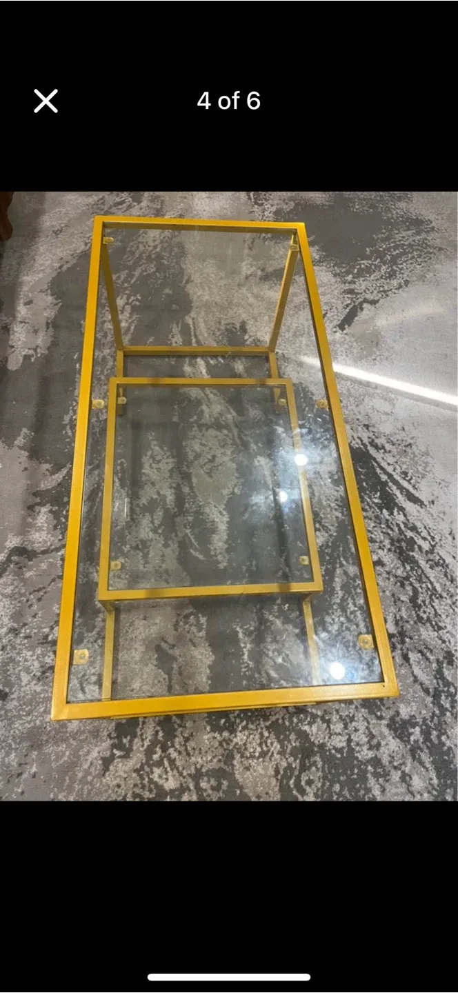 Gold Metal & Glass Coffee Table image indicator(5)