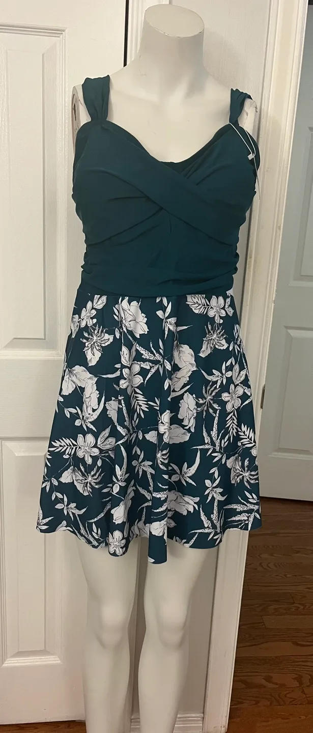 Summer Mae 18W Green Floral Swim Dress and shorts image indicator(6)