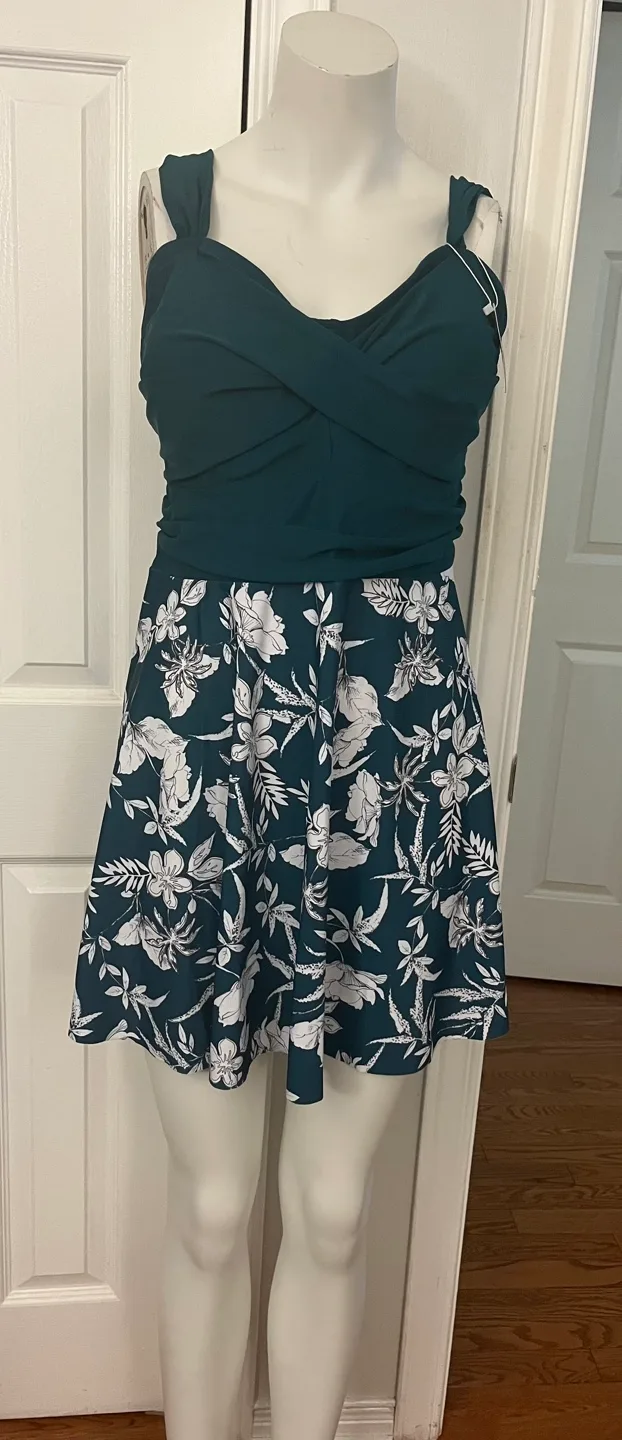 Summer Mae 18W Green Floral Swim Dress and shorts image indicator(7)