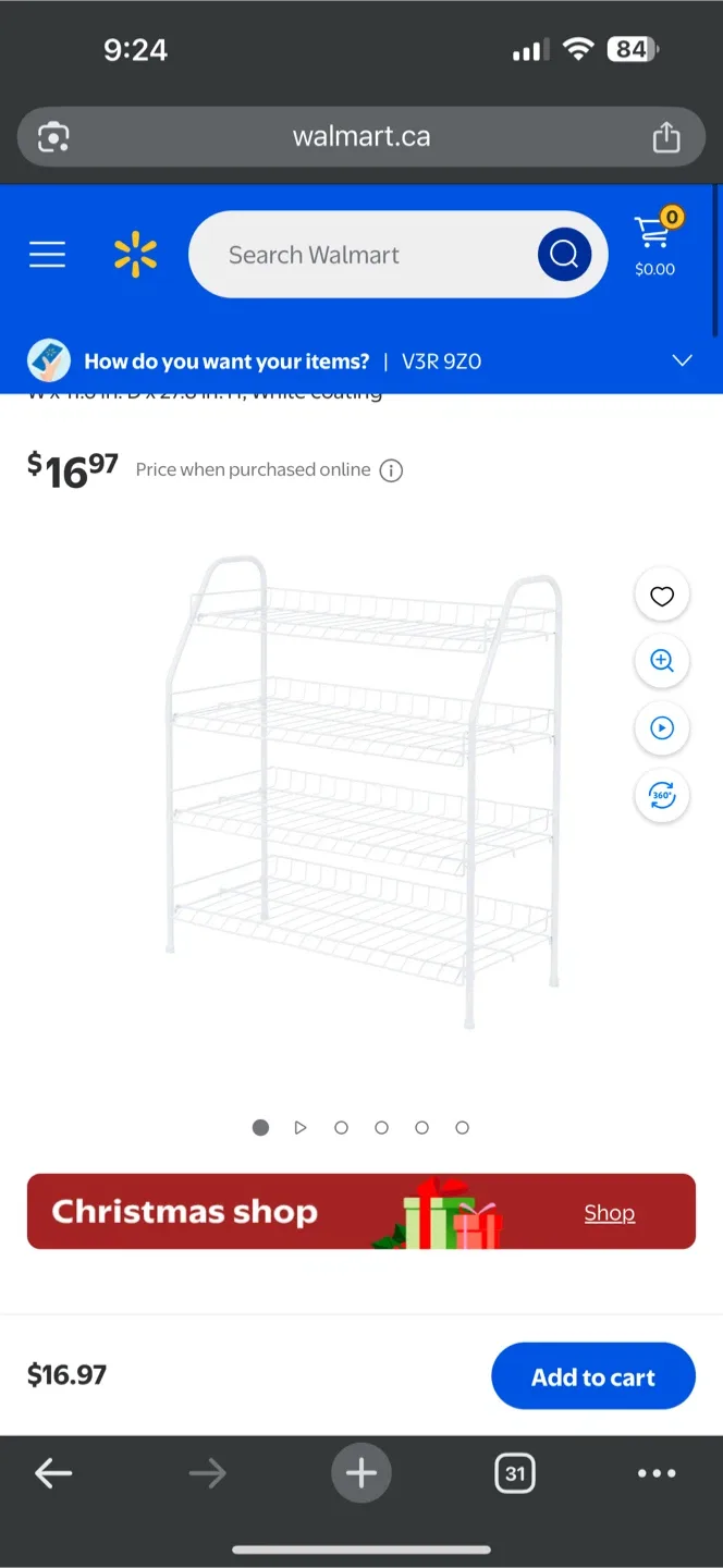 White 3-Tier Metal Shoe Rack image indicator(3)