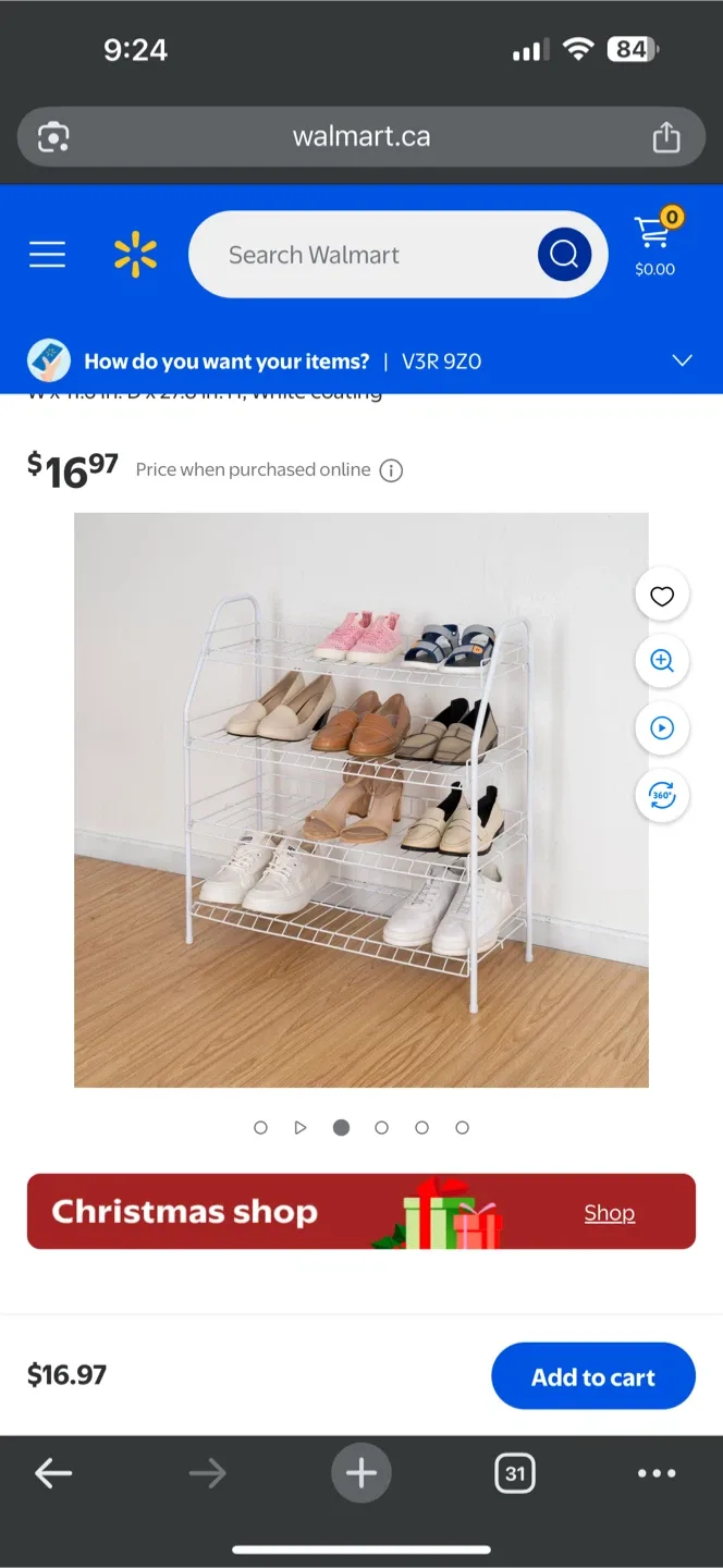 White 3-Tier Metal Shoe Rack image indicator(2)