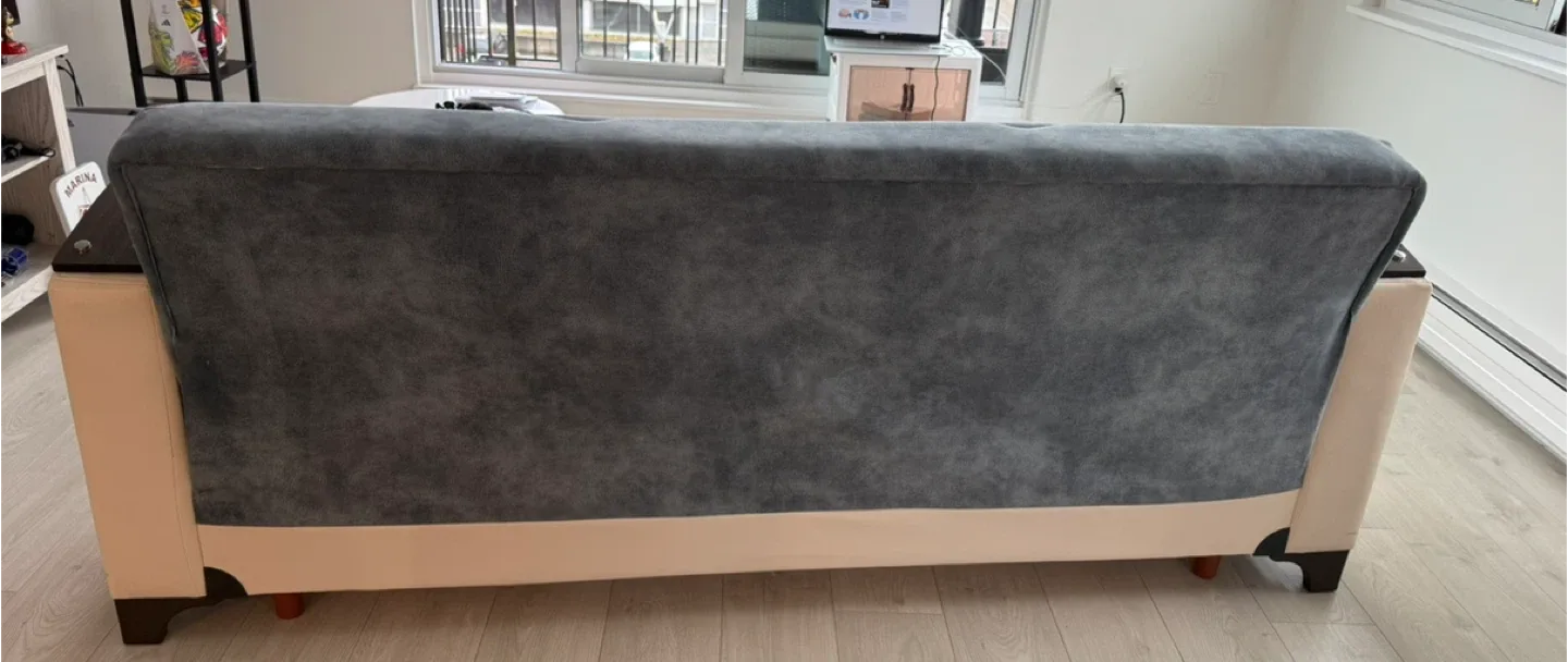 Blue & Beige Sofa with Storage image indicator(3)