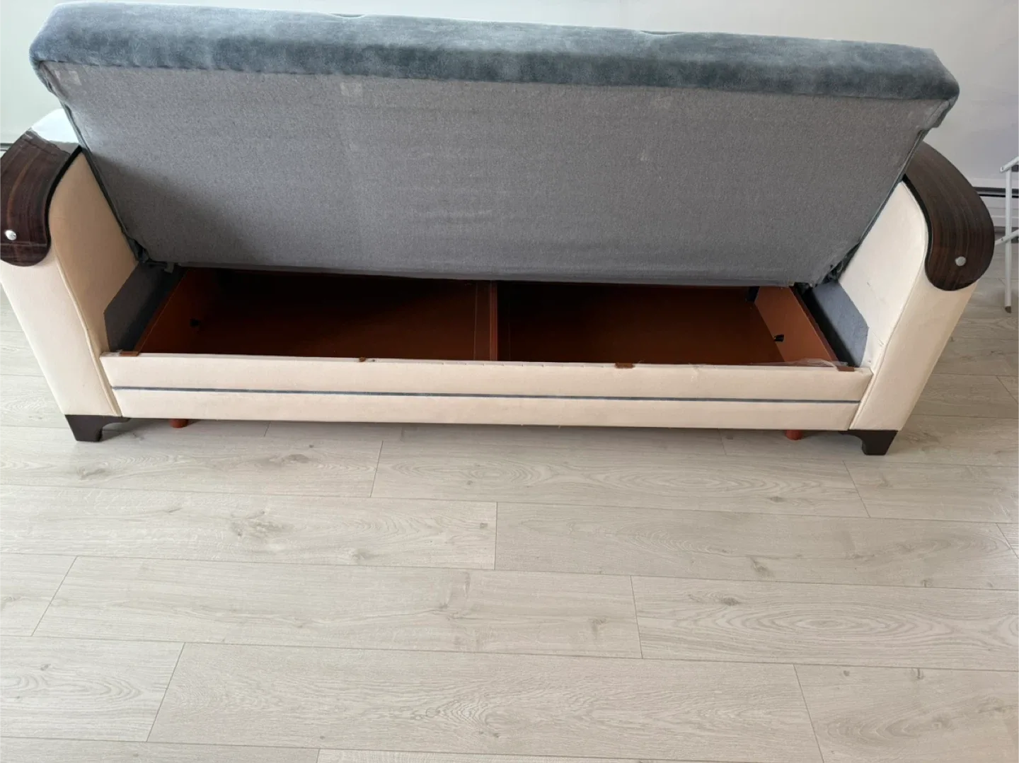 Blue & Beige Sofa with Storage image indicator(5)