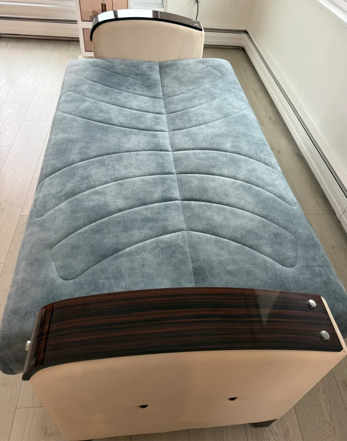 Blue & Beige Sofa with Storage image indicator(4)