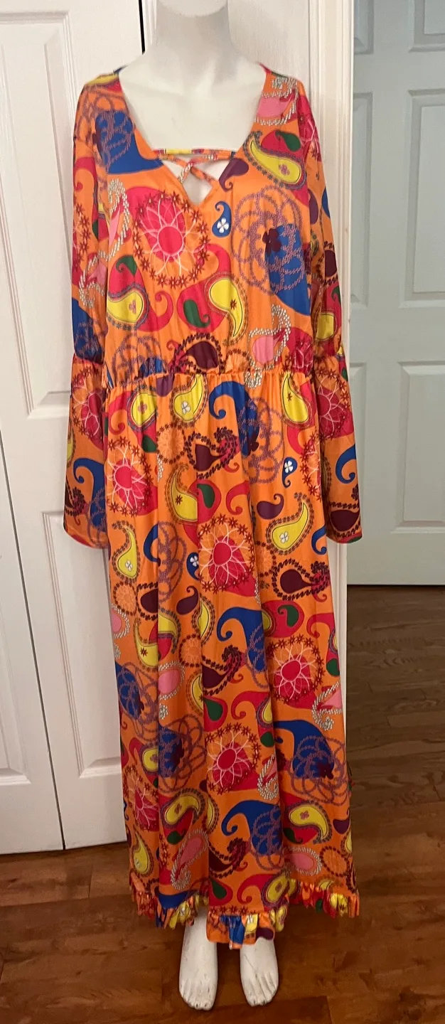 Morph  Orange Paisley Maxi Dress XXL image indicator(2)