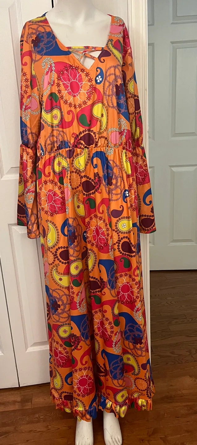 Morph  Orange Paisley Maxi Dress XXL image indicator(8)