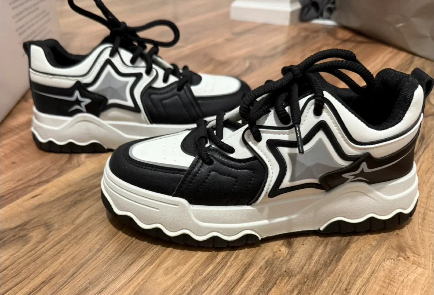 Black & White Star Design Sneakers