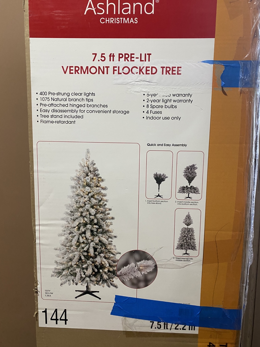Ashland 7.5 ft Pre-Lit Vermont Flocked Tree - photo 2