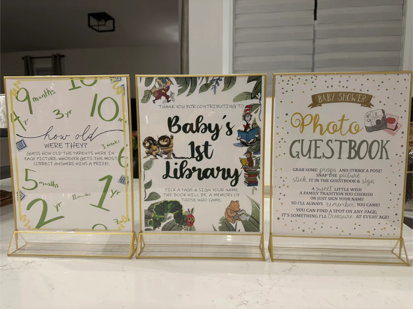 Baby shower game signs - custom designed