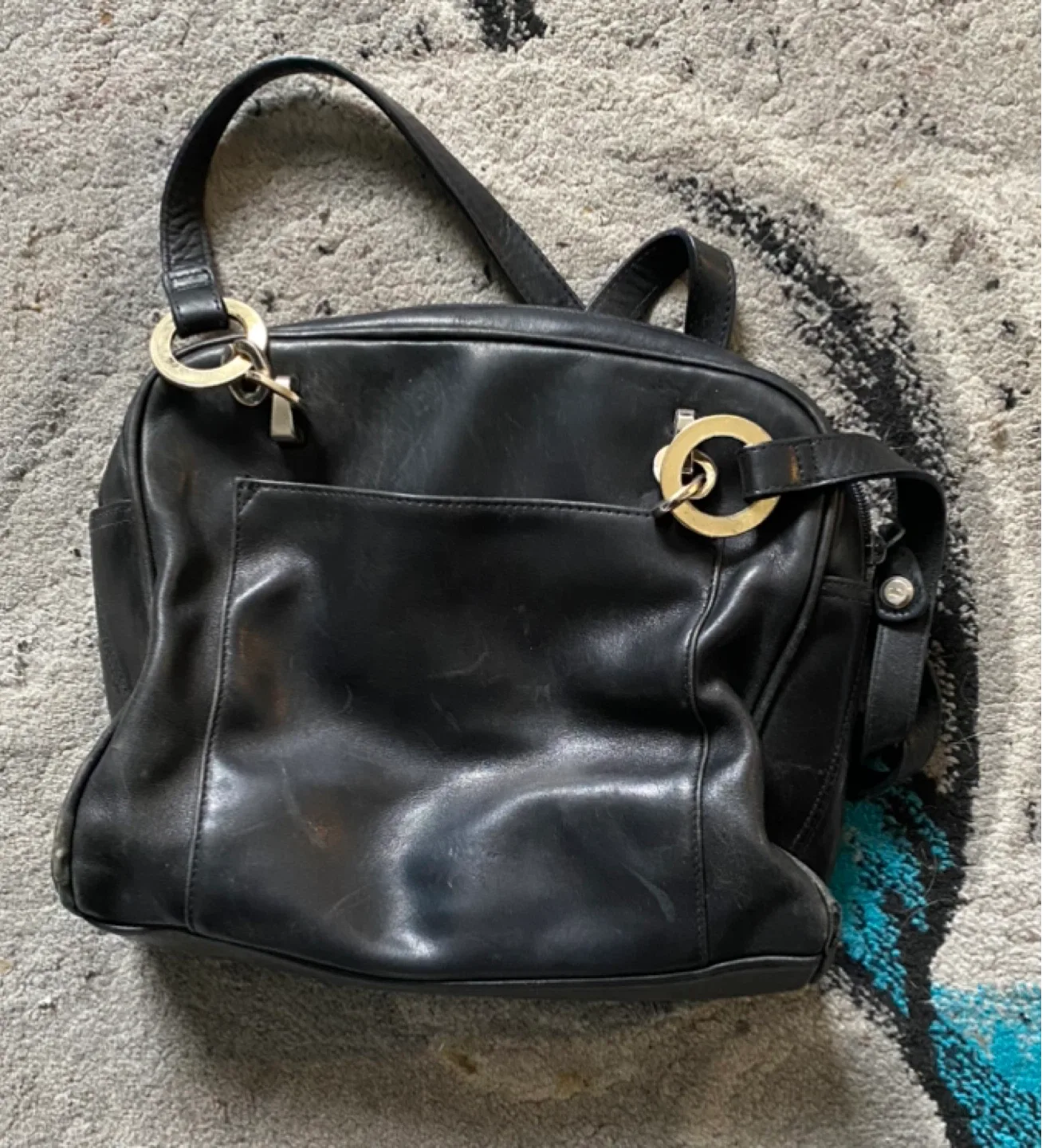 Liz Claiborne Black Leather Shoulder Bag image indicator(2)