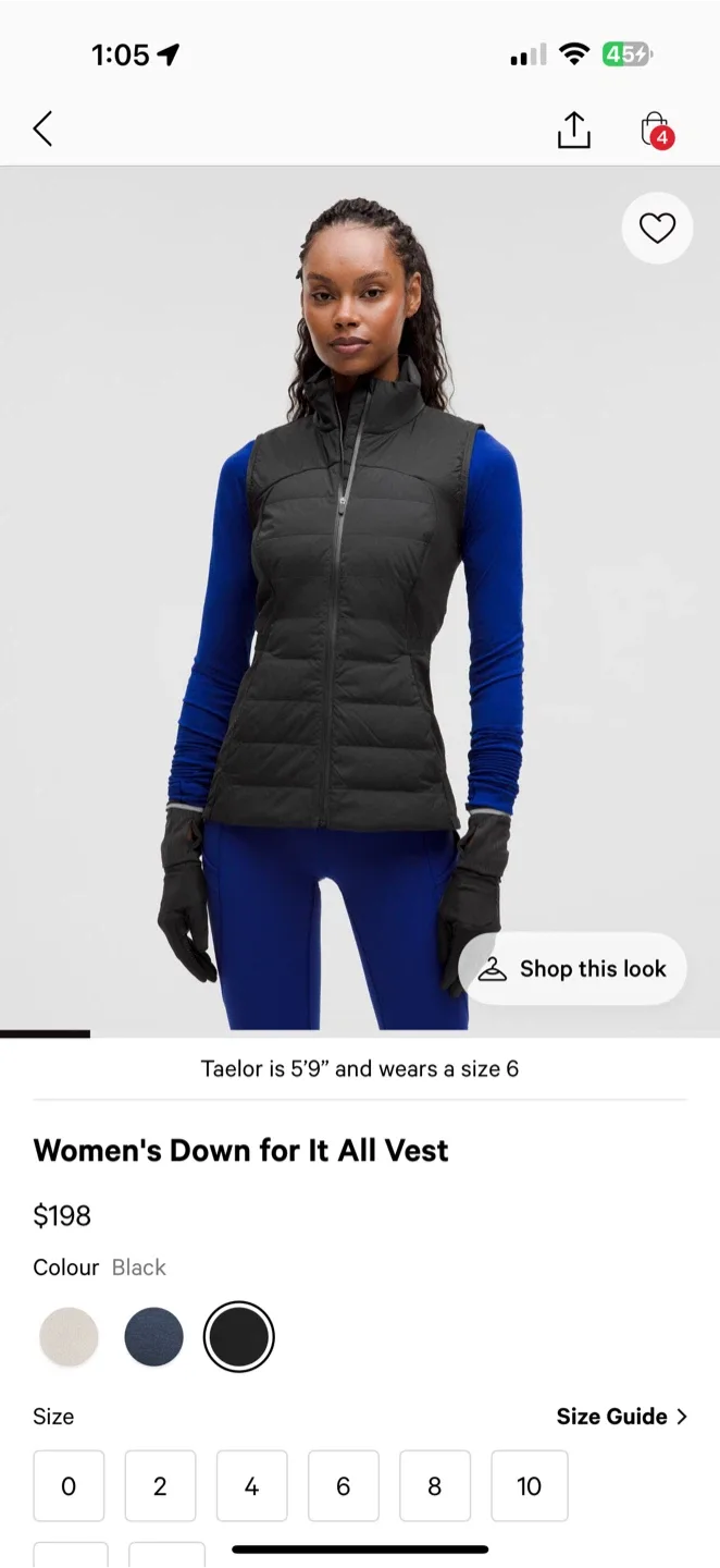 Lululemon Down for It All Vest, Size 6 image indicator(2)