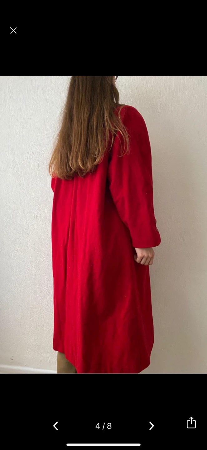 Red Wool Blend Double Breasted Coat - photo 4