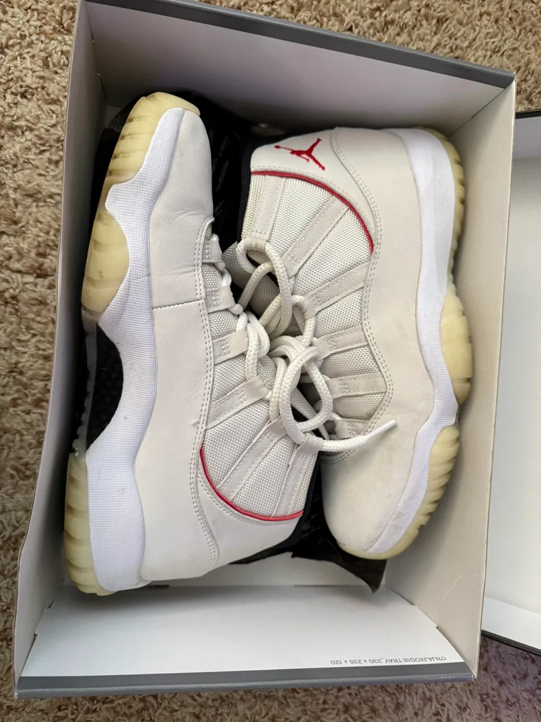 Air Jordan 11 Retro Platinum Tint University Red Size 8.5