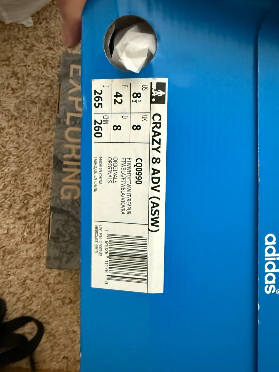 Adidas Crazy 8 ADV (ASW) White, Size 8.5 image indicator(5)