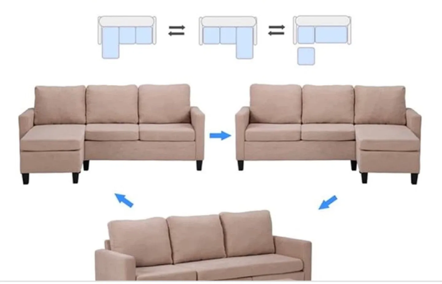 Grey Sectional Sofa with Ottoman image indicator(4)