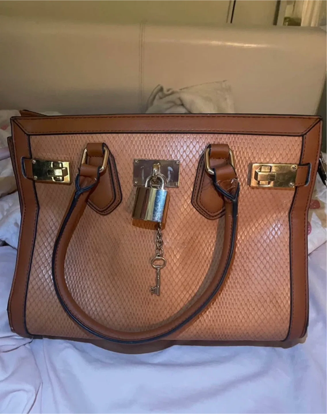 Aldo Brown Tote Bag with Snake details