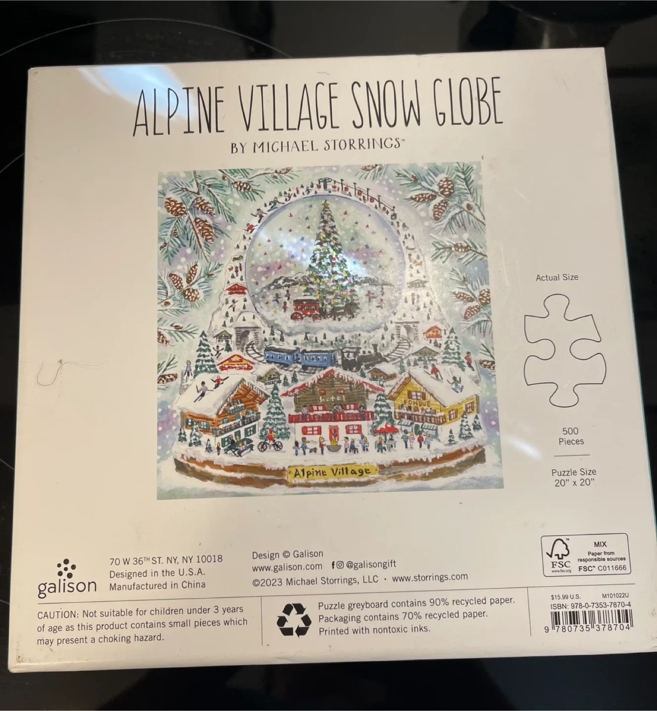 Galison Alpine Village Snow Globe 500-Piece Puzzle image indicator(2)