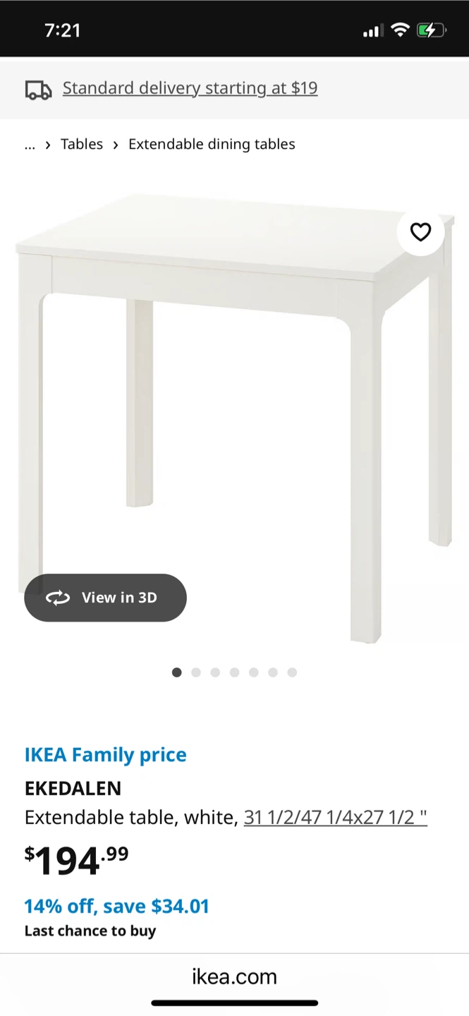 IKEA EKEDALEN Extendable Dining Table - White - photo 2