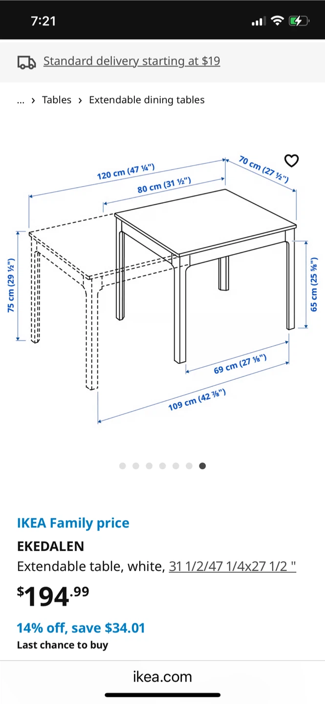 IKEA EKEDALEN Extendable Dining Table - White - photo 3