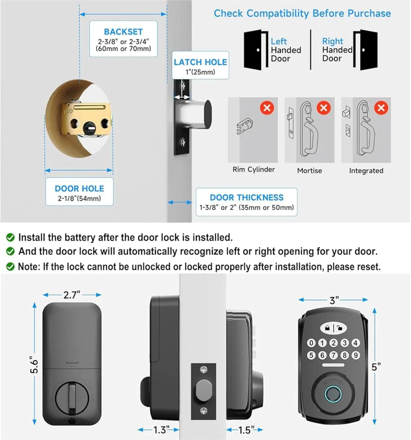Fingerprint Door Lock with Levers image indicator(3)