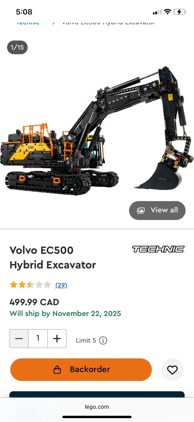 Lego Technic Volvo EC500 Hybrid Excavator
