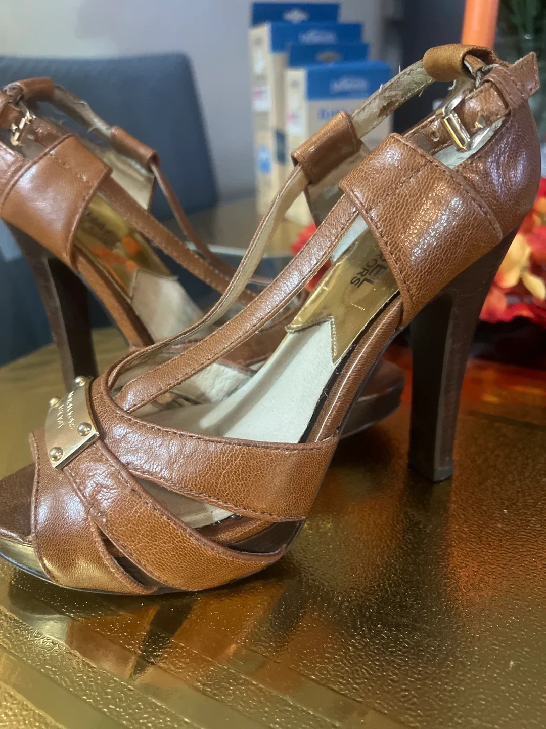 Michael Kors Brown Leather Heels image indicator(3)