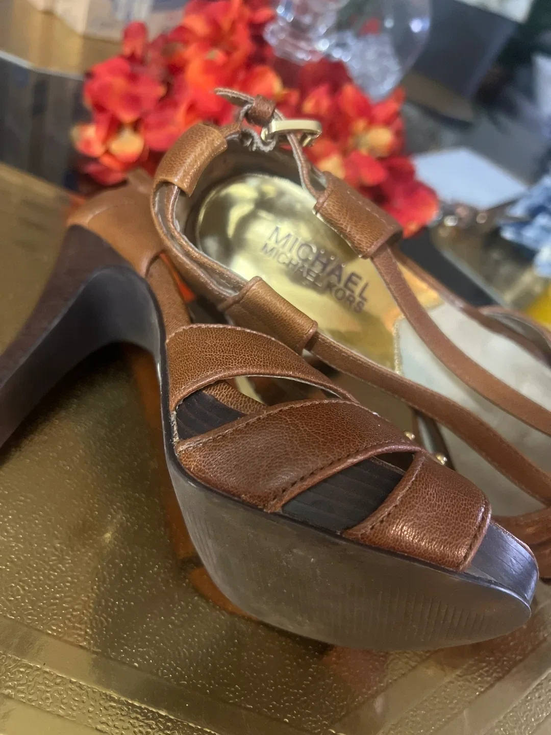 Michael Kors Brown Leather Heels image indicator(2)