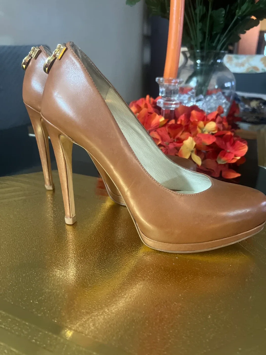 Michael Kors Brown Leather Heels thumbnail