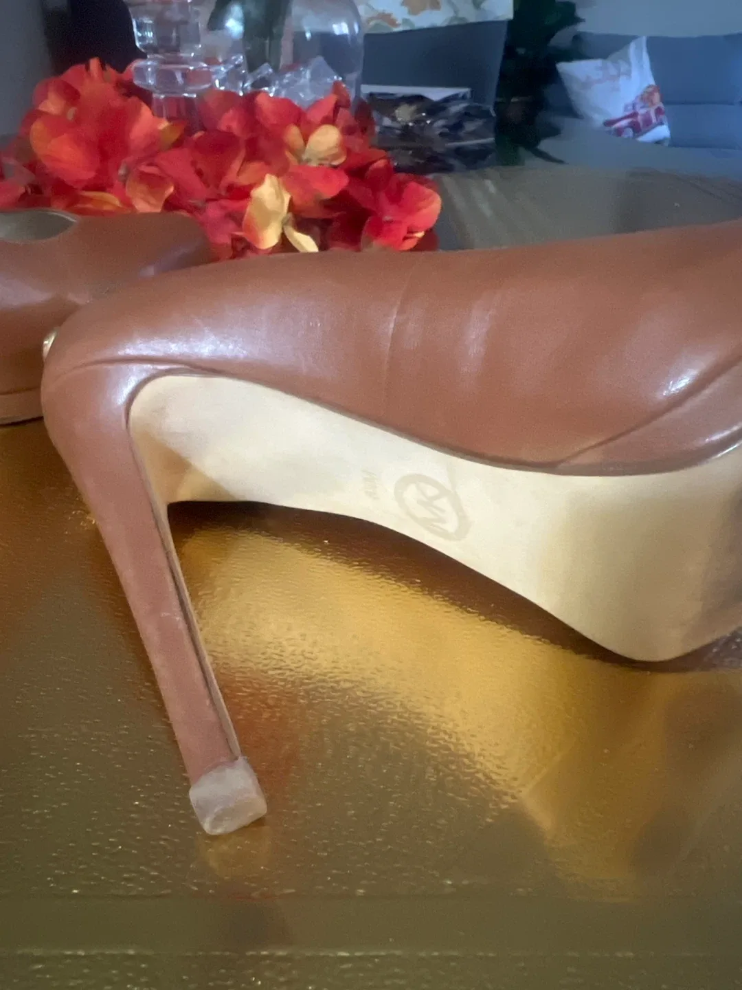 Michael Kors Brown Leather Heels image indicator(3)