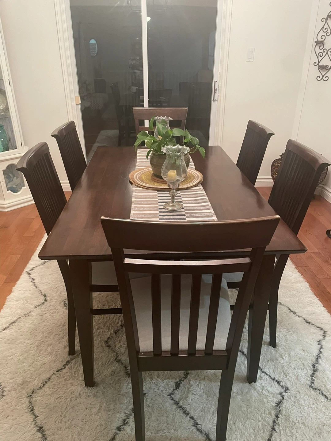 Dark Brown Dining Table with 6 Chairs