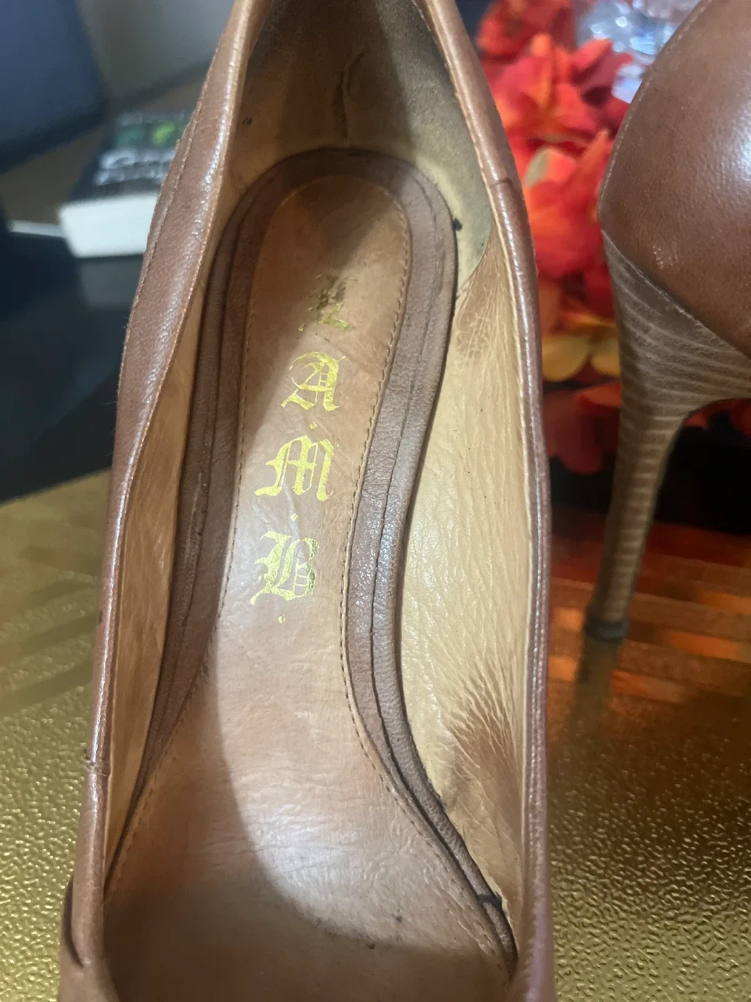 L.A.M.B. Brown Leather Heels thumbnail