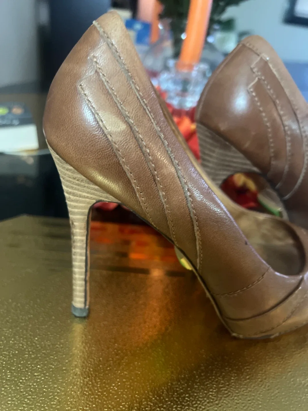 L.A.M.B. Brown Leather Heels image indicator(2)