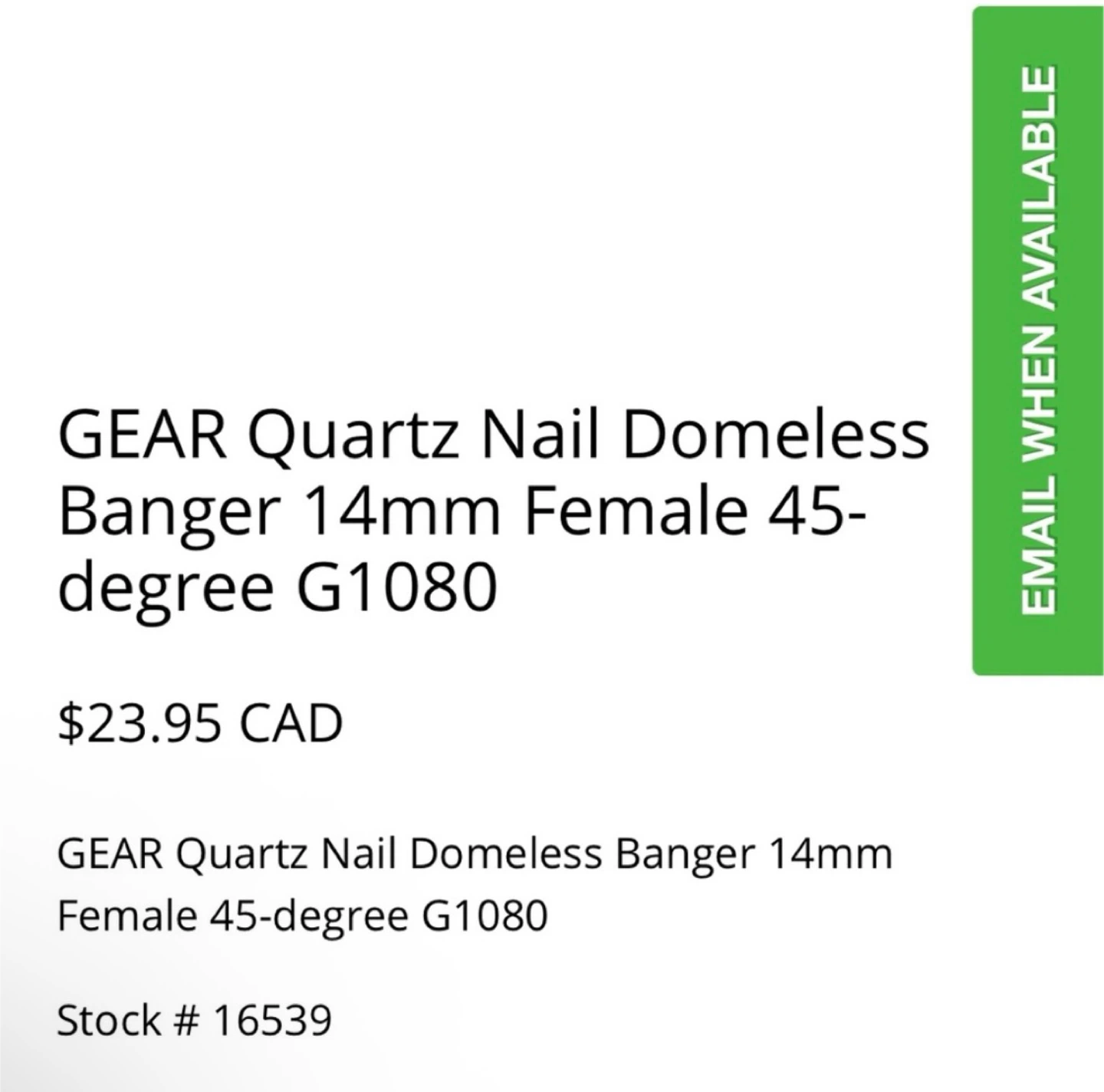 GEAR Quartz Nail Domeless Banger 14mm Female 45-degree G1080 - photo 3