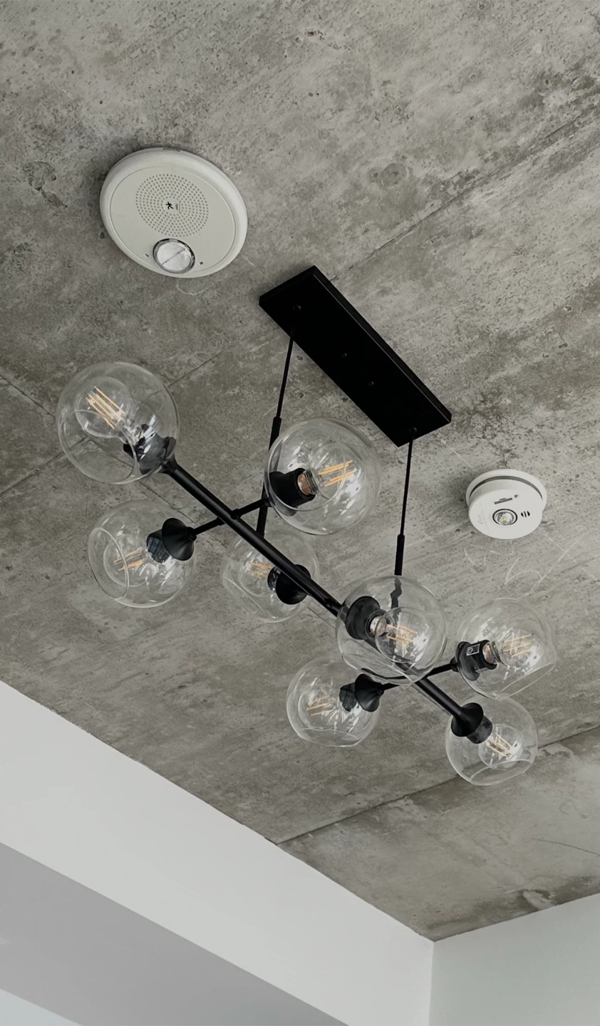 Modern glass and metal ceiling light