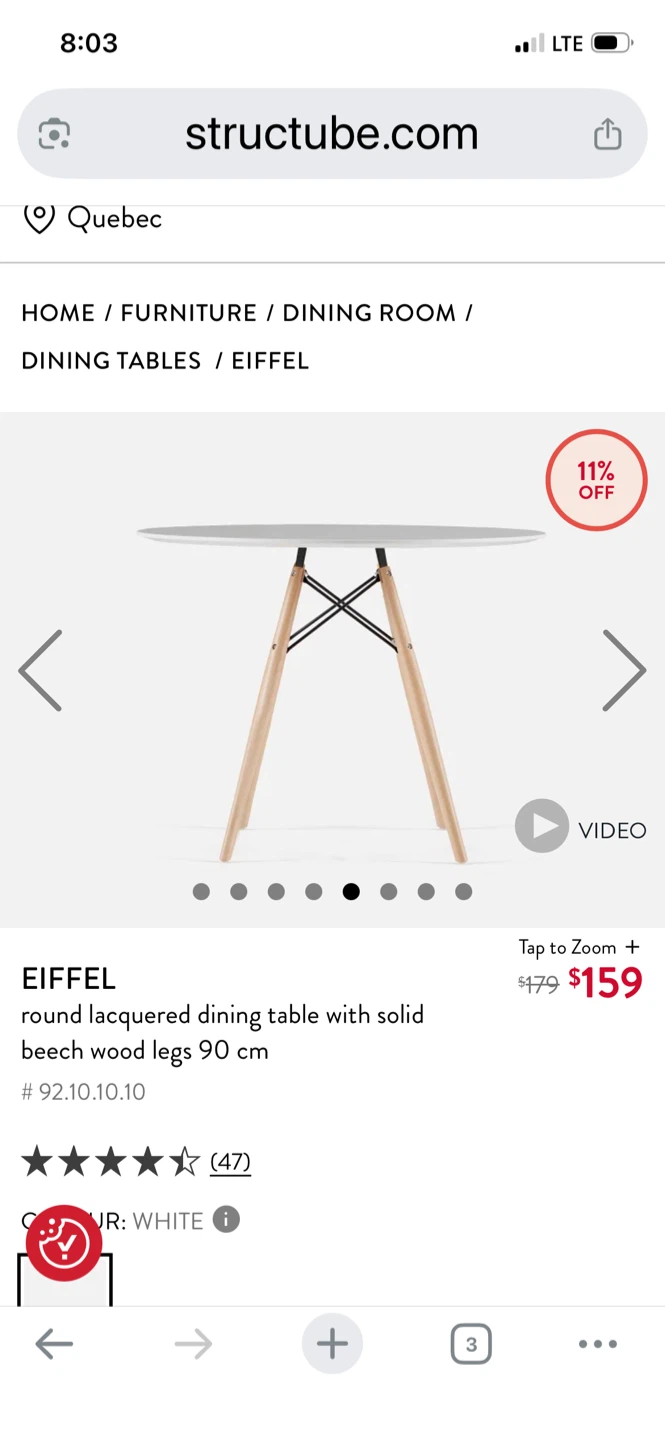 Structube Eiffel Round Dining Table - White - photo 2