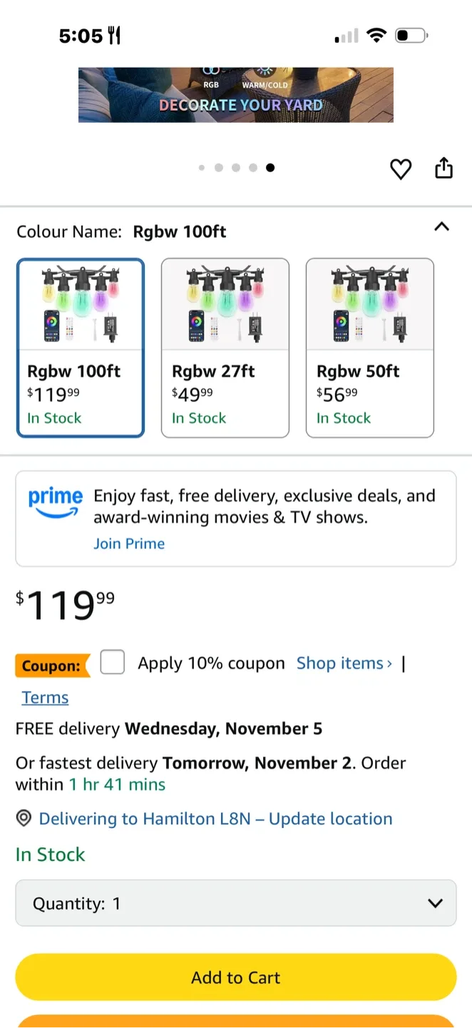 RGBW 100ft Outdoor String Lights - Dimmable image indicator(2)