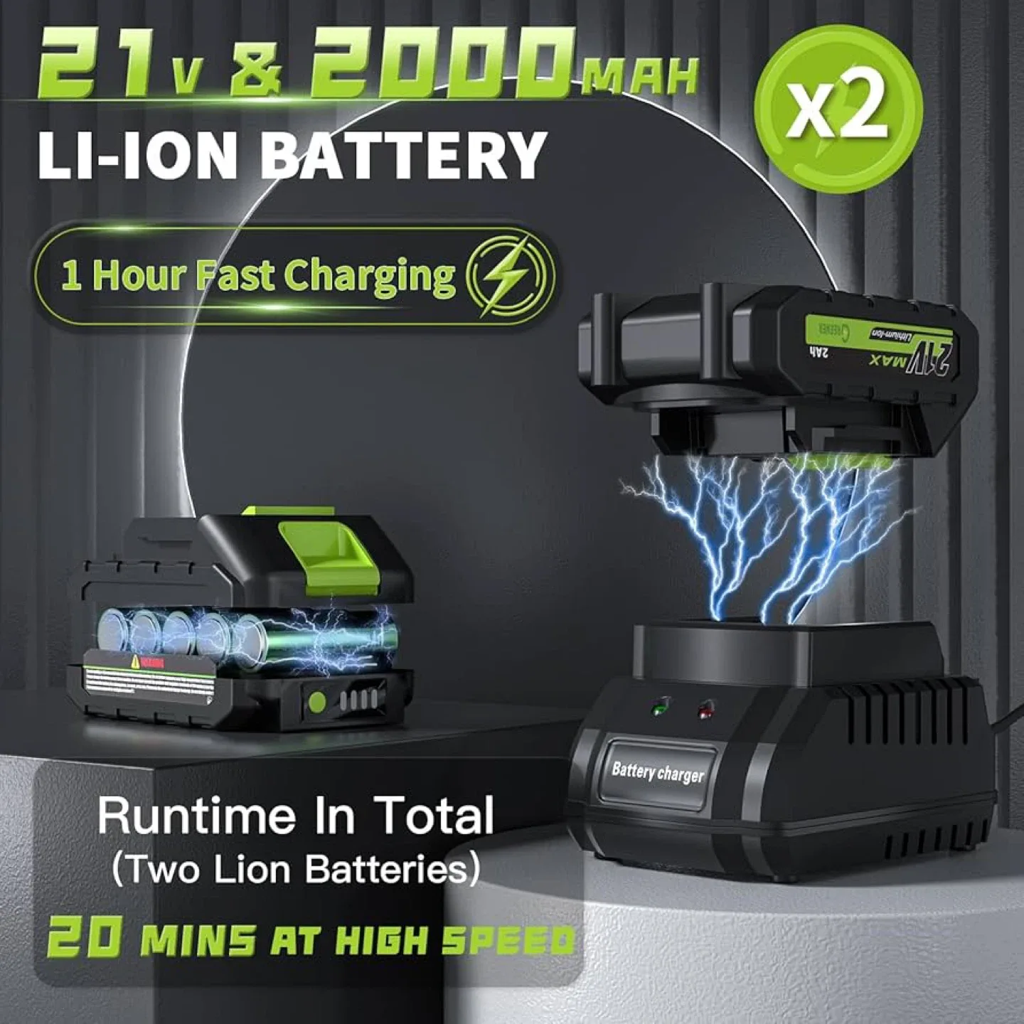 Greener Leaf Blower with 2 Batteries & Accessories image indicator(3)