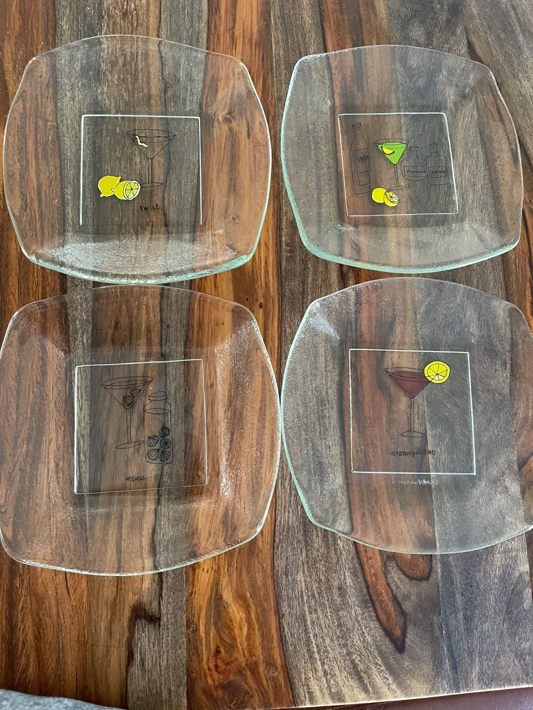 Set of 4 Cocktail Glass Appetizer Plates image indicator(3)