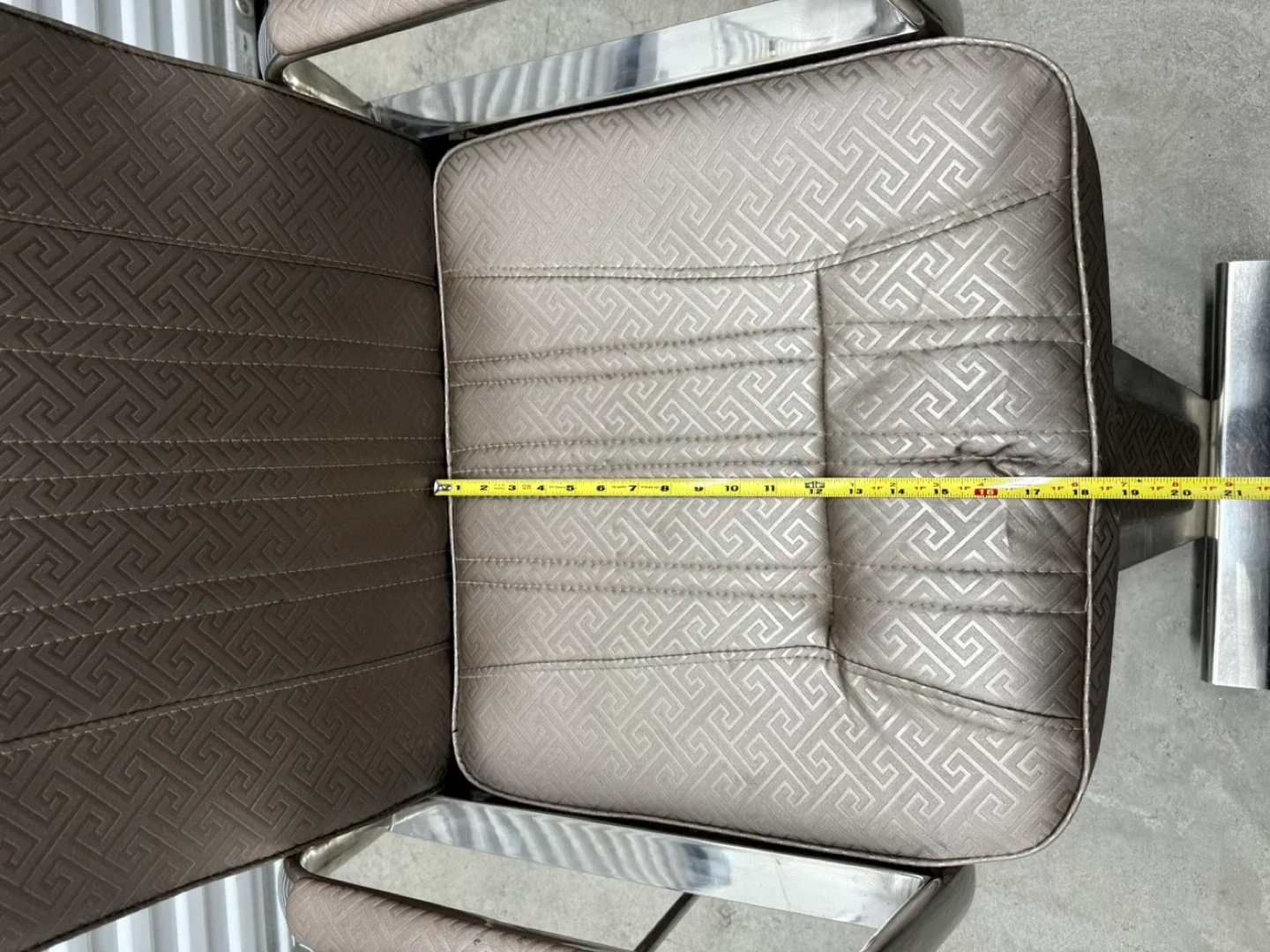 Vintage Barber Chair - Tan - Chrome Base Mid Century Style image indicator(9)