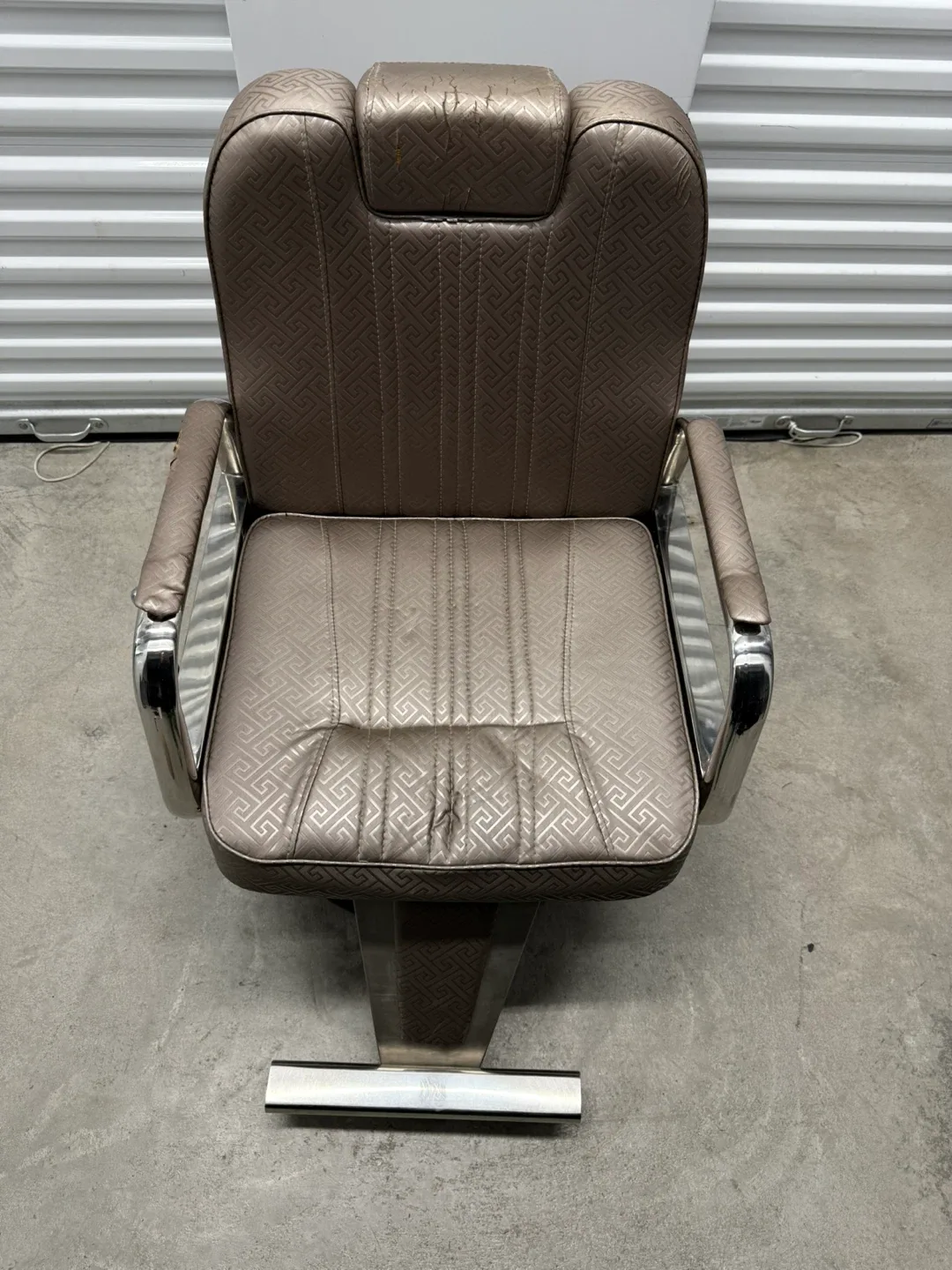 Vintage Barber Chair - Tan - Chrome Base Mid Century Style image indicator(10)