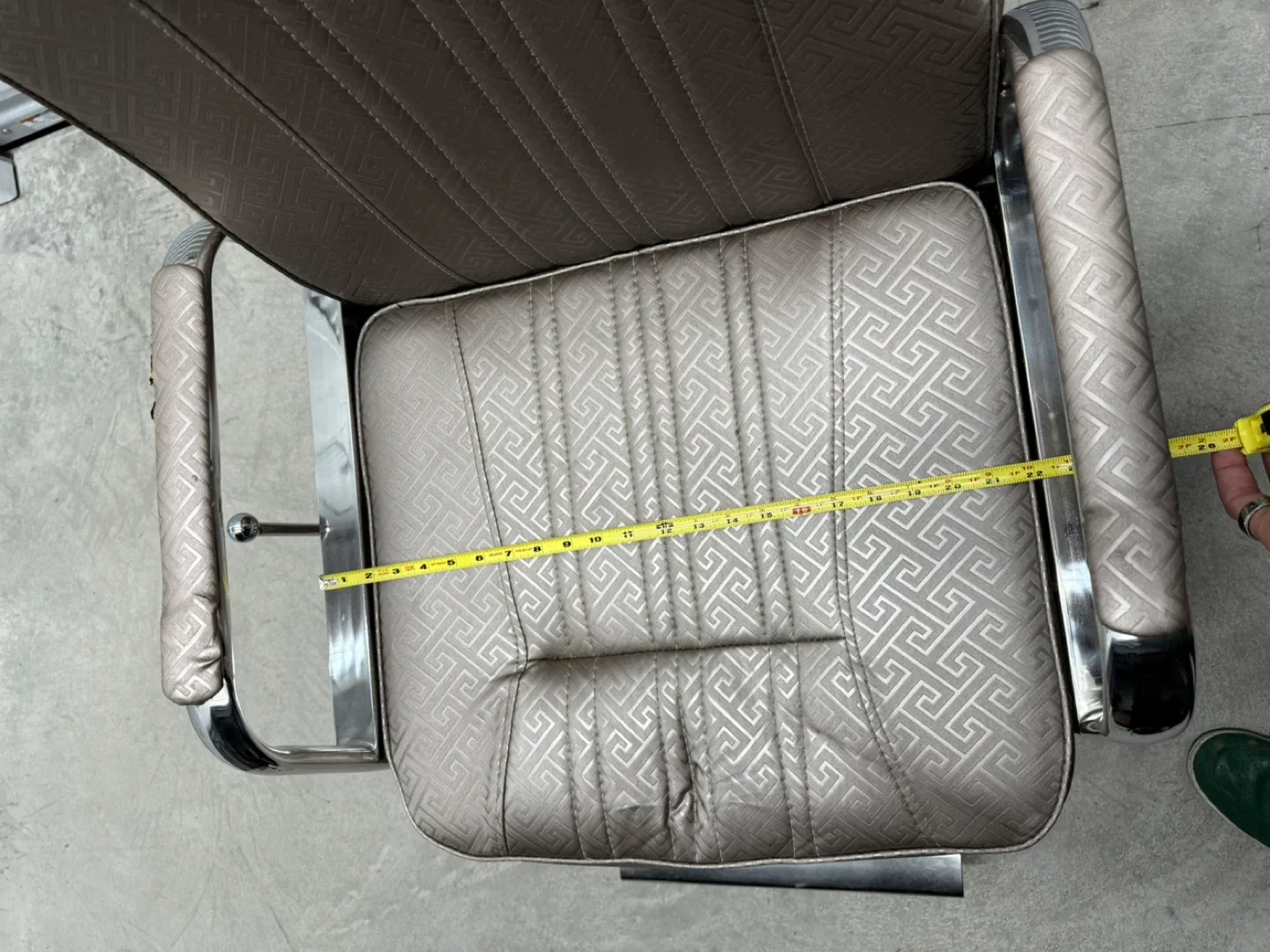 Vintage Barber Chair - Tan - Chrome Base Mid Century Style image indicator(8)