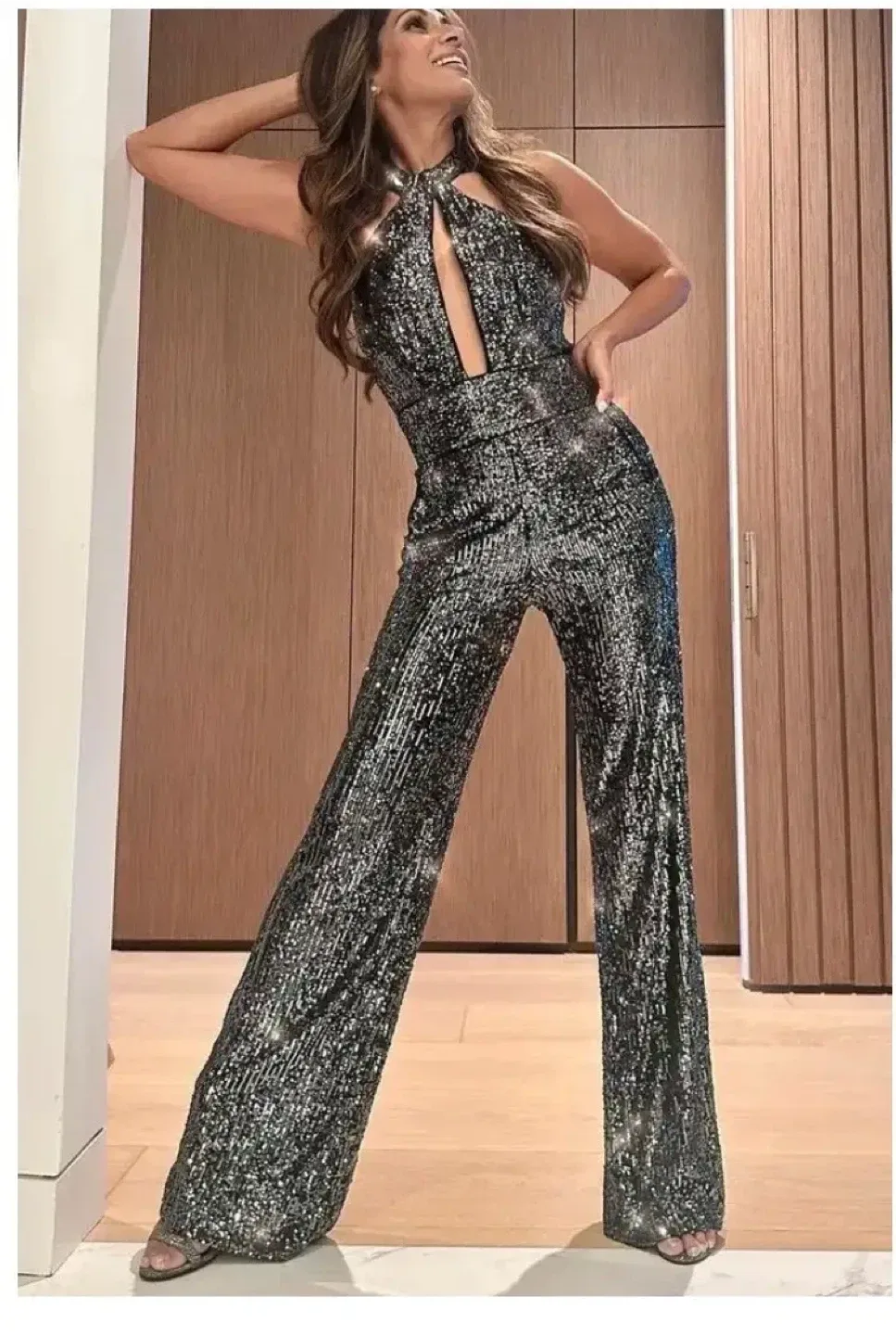 Anthropologie Sequin Halter Jumpsuit