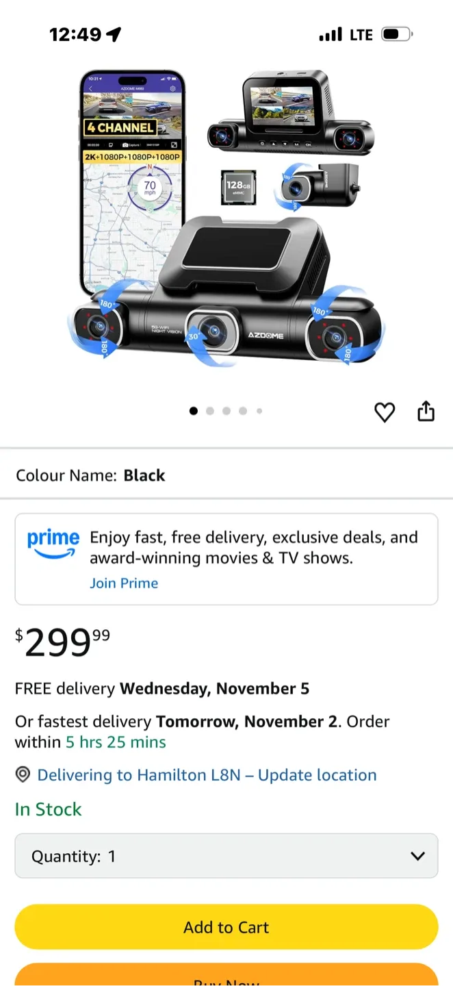 AZDOME 360 view M660 4-CH Dashcam image indicator(7)