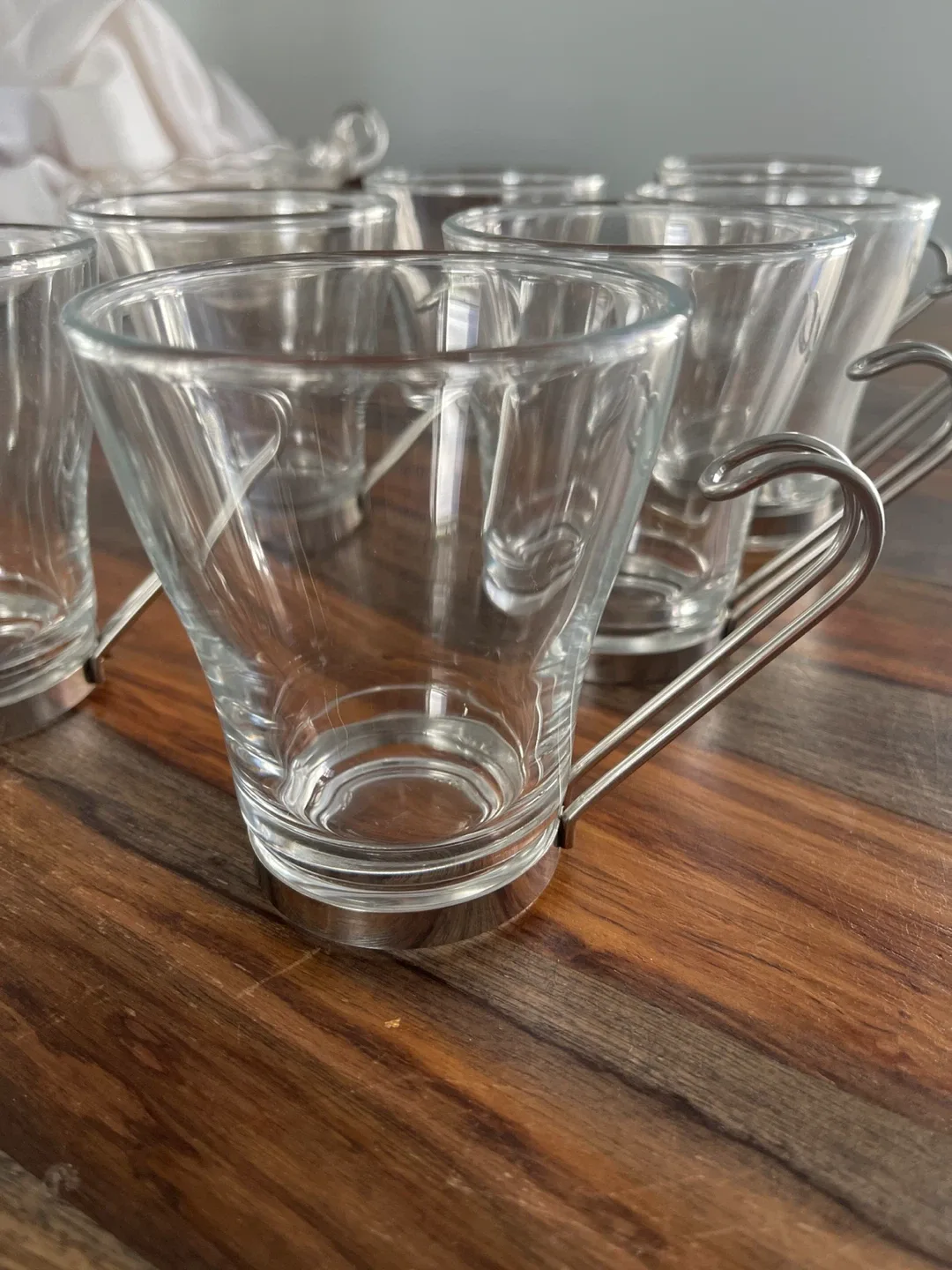 Set of 7 Glass coffee /tea Cups with Metal Holders image indicator(3)