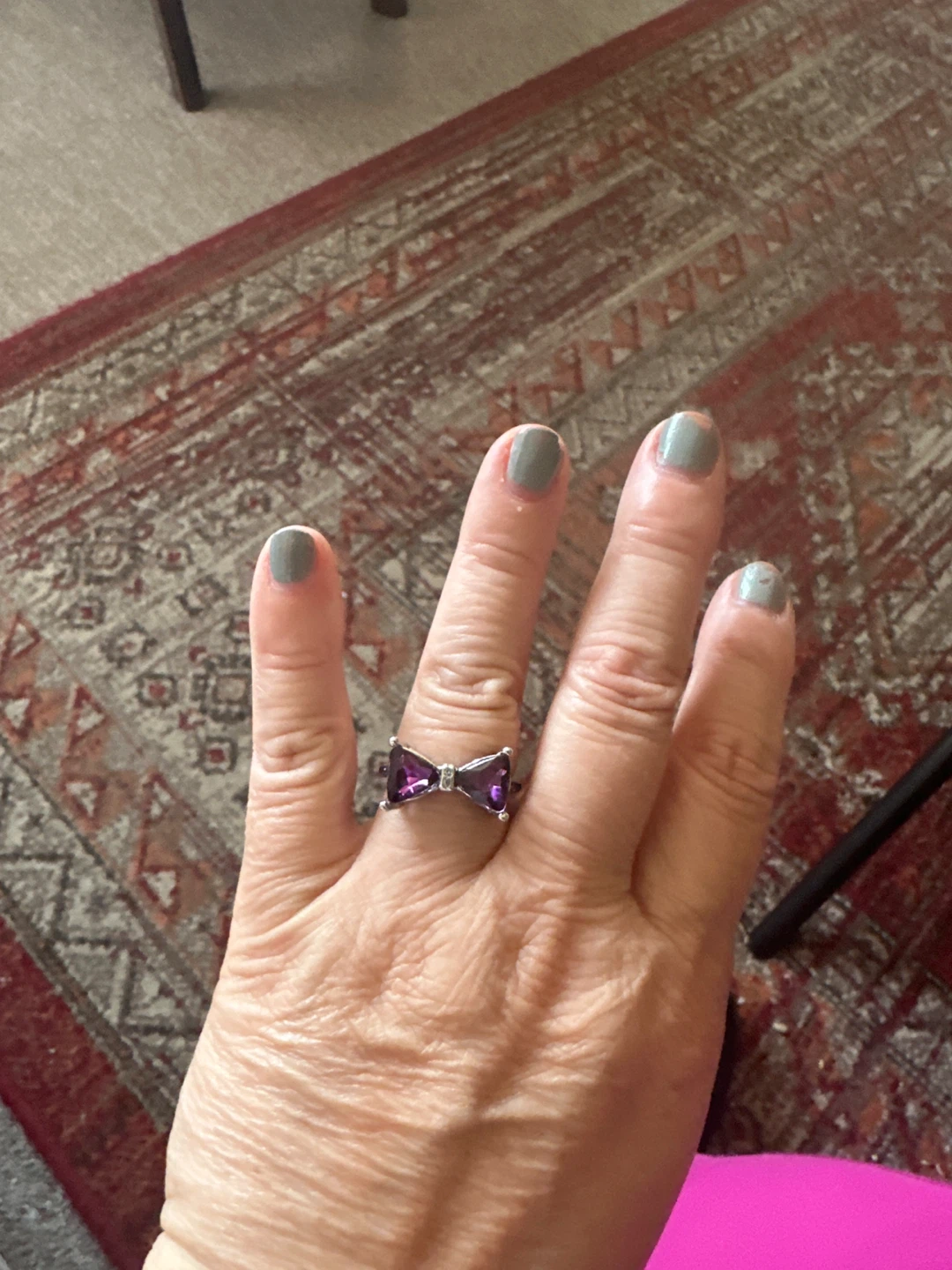 Bow Ring - Purple Gemstone