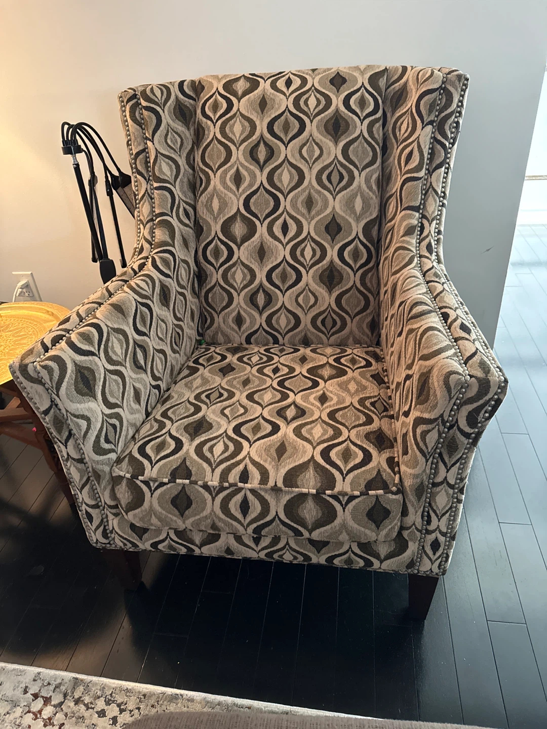 Patterned Wingback Armchair
