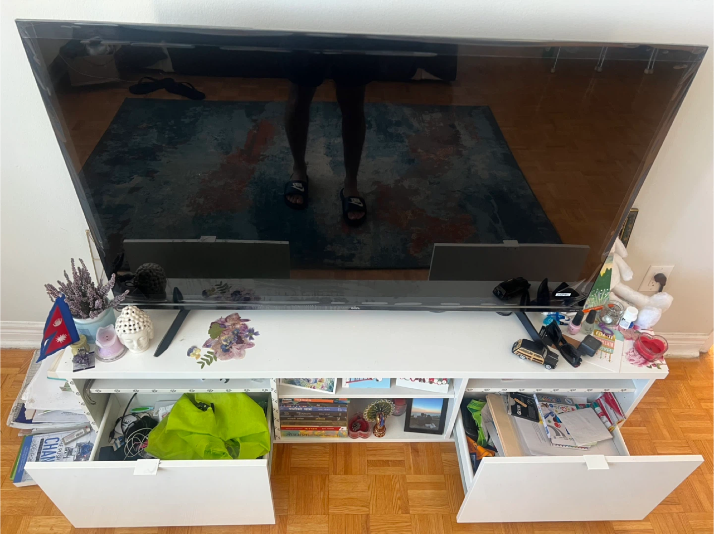 White Ikea TV Stand with Drawers - photo 2