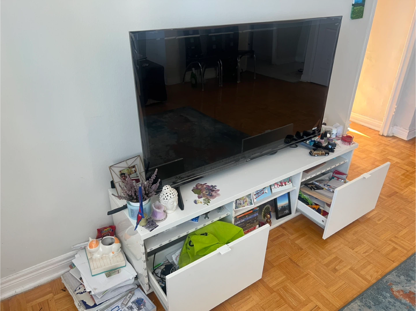 White Ikea TV Stand with Drawers - photo 3
