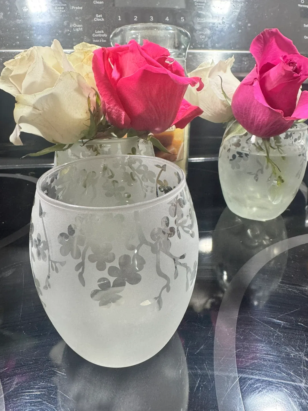 Etched Glass Candle Holders or Bud Vases image indicator(2)