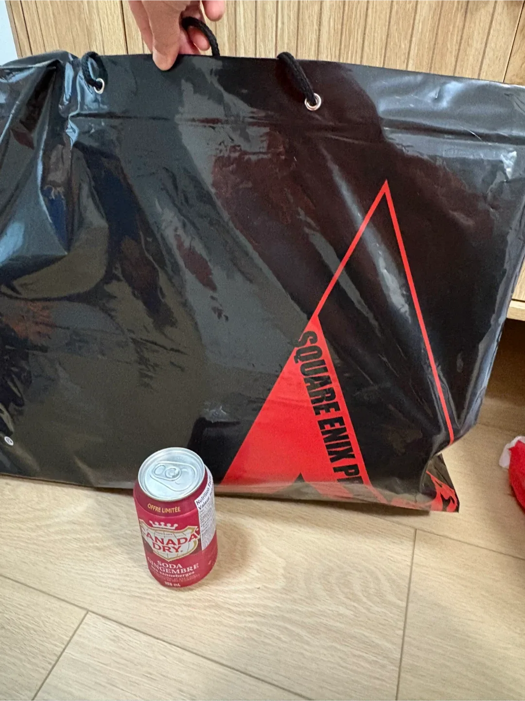 Large Square Enix Products Black Tote plastic shopping Bag image indicator(3)